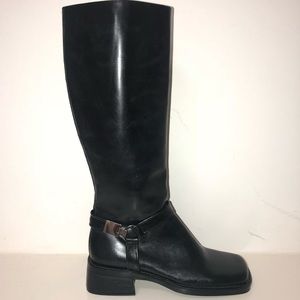 Nine West Black Square toe calf zip boots